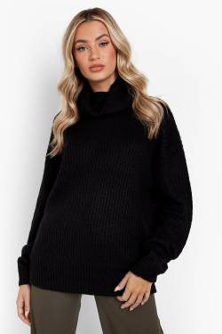 Oversize Rollkragenpullover - Black - M, Black von boohoo