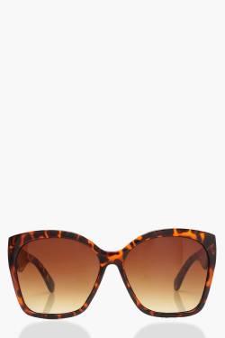 Oversize Schildplatt-Sonnenbrille - Braun - One Size, Braun von boohoo