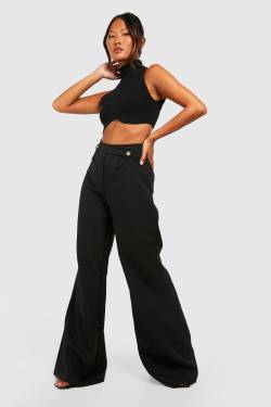 Petite Asymmetrische Hose - Black - 34, Black von boohoo