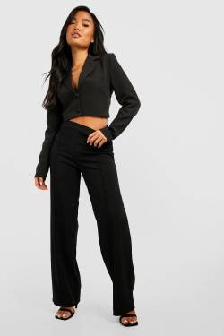 Petite Hose Mit Hohem Bund Und Weitem Bein - Black - 36, Black von boohoo