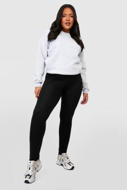 Plus Basic Leggings Mit Hohem Bund - Black - 42, Black von boohoo