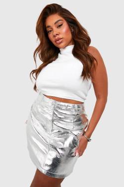 Plus Metallic-Minirock - Silver - 48, Silver von boohoo