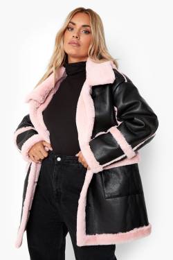 Plus Pinke Fliegerjacke - 42, Pink von boohoo