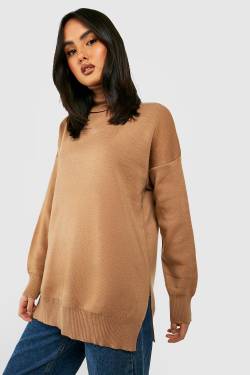 Rollkragen-Strickpullover - Chocolate - S/M, Chocolate von boohoo