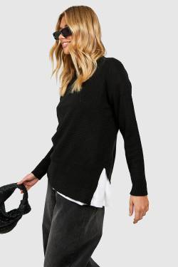 Rundhals-Pullover - Schwarz - M, Schwarz von boohoo