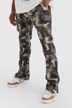 Slim Cargo Camouflage Cargo-Hose Mit Druckknöpfen - Chocolate - 30, Chocolate von boohoo