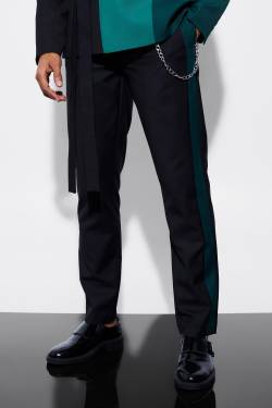 Slim-Fit Anzughose Mit Seitenstreifen - Green - 32R, Green von boohoo