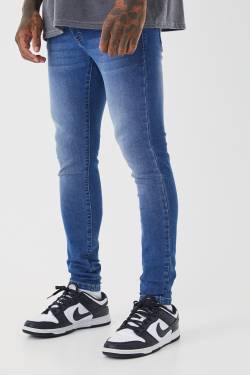 Super Skinny Stretch Jeans - Mid Blue - 32R, Mid Blue von boohoo