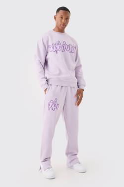 Sweatshirt-Trainingsanzug Mit Grafitti-Print - Lilac - Xs, Lilac von boohoo