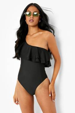 Tall Badeanzug Mit Rüschen - Black - 36, Black von boohoo