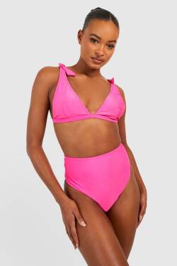 Tall Bikini Mit Hohem Bund Und Geschnürten Trägern - Pink - 38, Pink von boohoo
