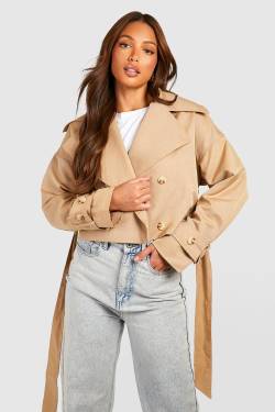 Tall Kurzer Oversize Trenchcoat Mit Gürtel - Camel - 38, Camel von boohoo