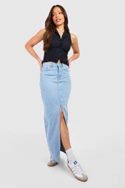 Tall Maxi-Jeansrock Mit Schlitz - Light Wash - 44, Light Wash von boohoo