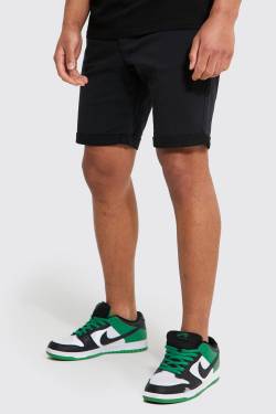 Tall Skinny Chino-Shorts - Black - S, Black von boohoo