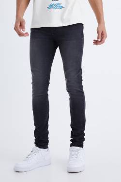 Tall Skinny Stretch Jeans - Washed Black - 34, Washed Black von boohoo