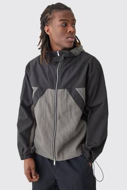 Transparenter Colorblock Windbreaker Mit Kapuze - Black - M, Black von boohoo