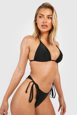 Triangle Bikini Mit Seitlicher Bindung - Black - 40, Black von boohoo