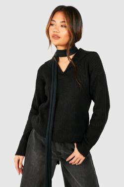 Weicher Rippstrick-Pullover Mit Polo-Kragen - Black - L, Black von boohoo