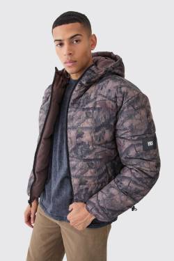 Wendbare Camouflage Steppjacke - Brown - S, Brown von boohoo