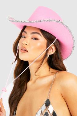 Western Cowboy-Hut Mit Pinken Pailletten - One Size, Pink von boohoo