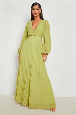 Wickel-Maxikleid Aus Chiffon - Chartreuse - 38, Chartreuse von boohoo