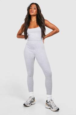 Womens Cotton Rib Skinny Jumpsuit - Grey - 16, Grey von boohoo