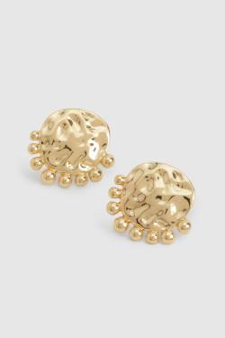 Womens Hammered Orb Detail Stud Earrings - Gold - One Size, Gold von boohoo