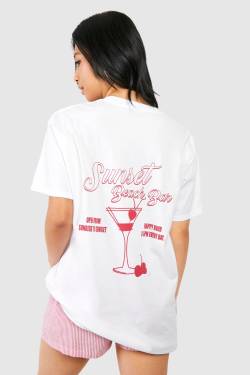 Womens Petite Oversized Cocktail Graphic T-Shirt - White - Xl, White von boohoo