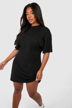 Womens Plus A-Line Structured T-Shirt Dress - Black - 20, Black von boohoo