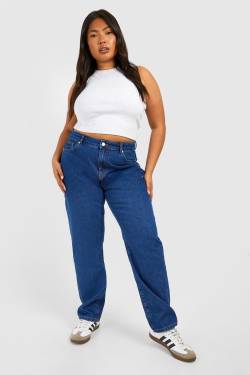 Womens Plus Loose Fit Mom Jeans - Mid Blue - 18, Mid Blue von boohoo