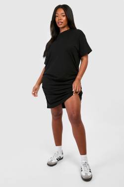 Womens Plus Ruched T-Shirt Dress - Black - 16, Black von boohoo