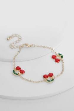 Womens Scattered Cherry Chain Bracelet - Gold - One Size, Gold von boohoo