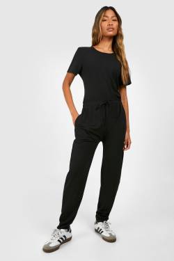 Womens Super Soft Drawstring Slouchy Jumpsuit - Black - 36, Black von boohoo