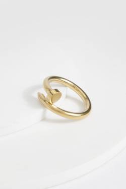 Womens Water Resistant Screw Detail Ring - Gold - S/M, Gold von boohoo