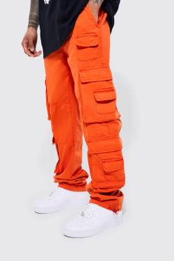 Mens Cargohose mit elastischem Bund und Taschen - Orange - XS, Orange von boohooman