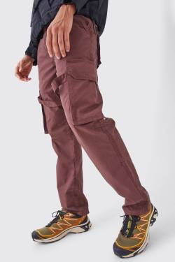 Mens Cargohose mit geradem Bein - Braun - 28, Braun von boohooman