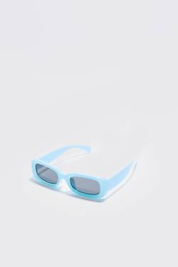 Mens Chunky Plastic Rectangular Sunglasses - Blau - ONE SIZE, Blau von boohooman