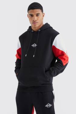 Mens Coloblock Man Hoodie - Rot - S, Rot von boohooman