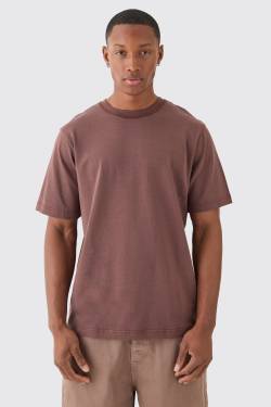 Mens Core Heavy Carded Layed On Neck T-shirt - Braun - M, Braun von boohooman