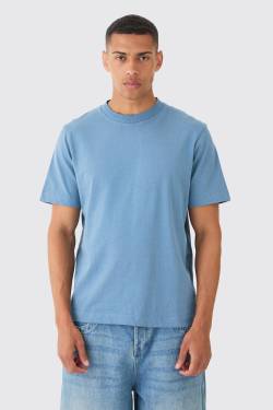 Mens Core Heavy Jaqaurd Neck T-shirt - Blau - M, Blau von boohooman