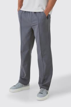 Mens Elastic Lightweight Stretch Relaxed Pintuck Trouser - Grau - M, Grau von boohooman