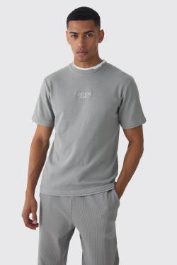 Mens Heavyweight Ribbed Fauxlayer T-shirt - Grau - XL, Grau von boohooman