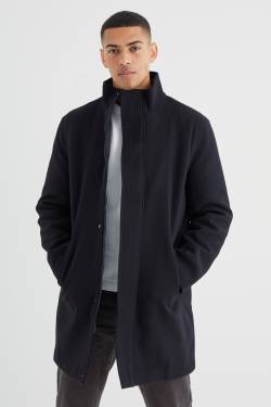 Mens Jacke in Wolloptik mit Trichterkragen - Schwarz - XS, Schwarz von boohooman