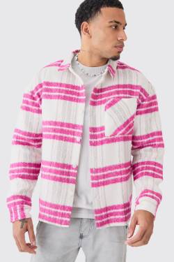 Mens Kastiges kariertes Overshirt - Rosa - XL, Rosa von boohooman