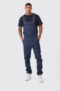 Mens Lange Jeans-Latzhose - Indigo - L, Indigo von boohooman