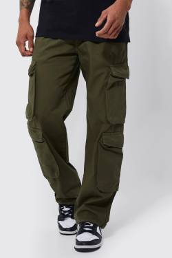 Mens Lockere Twill Cargohose - Grün - 34, Grün von boohooman