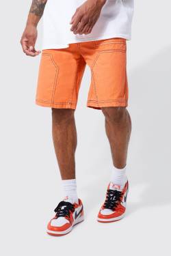 Mens Lockere elastische Cargohose mit Kontrast - Orange - S, Orange von boohooman