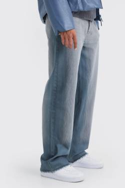 Mens Lockere mittelgraue Jeans mit gebleichtem Saum - 30R, Grau von boohooman