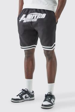 Mens Loose Fit Limited Edition Mid Length Basketball Short - Schwarz - XL, Schwarz von boohooman