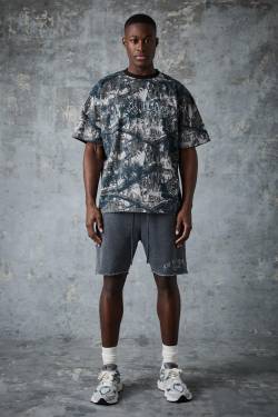 Mens Man Active La Lift Club Camouflage T-Shirt-Set - Khaki - M, Khaki von boohooman